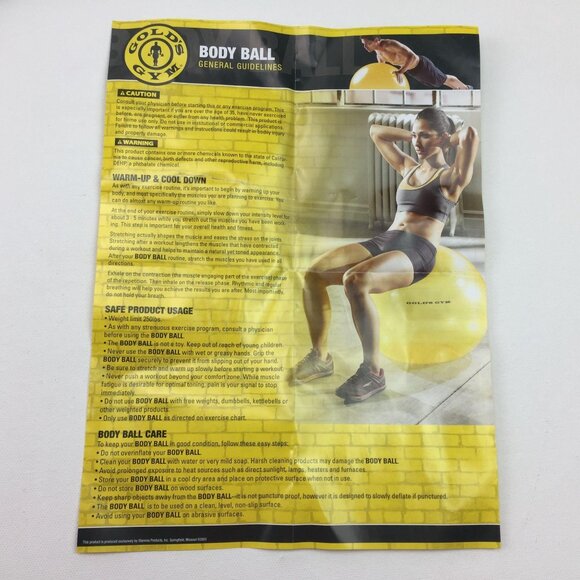 Golds Gym Anti-Burst Body Ball 65 CM For Core Flexibility Includes Pump Chart - Picture 13 of 13